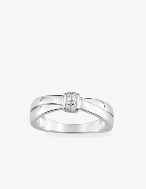 Bague fantaisie argent 925‰ rhodié et oxydes de zirconium SO OR