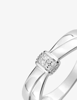 Bague fantaisie argent 925‰ rhodié et oxydes de zirconium SO OR
