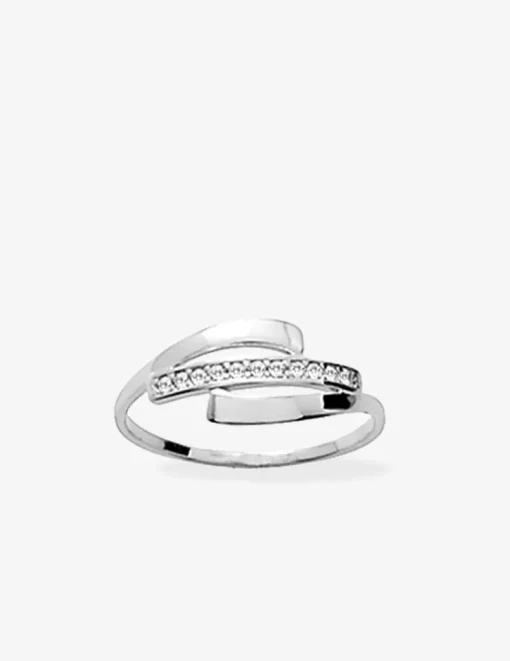 Bague fantaisie argent 925‰ rhodié et oxydes de zirconium SO OR