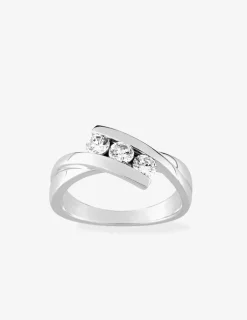 Bague fantaisie argent 925‰ rhodié et trilogie oxydes de zirconium SO OR