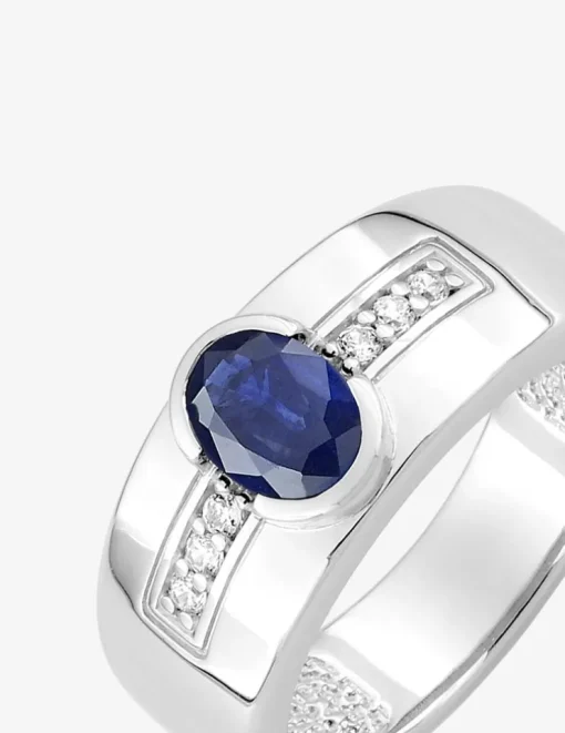 Bague fantaisie argent 925‰ rhodié et oxyde de zirconium bleu accompagné SO OR