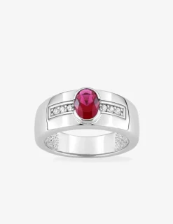 Bague fantaisie argent 925‰ rhodié et oxyde de zirconium rouge accompagné SO OR