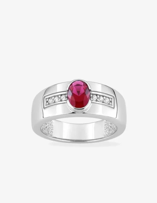 Bague fantaisie argent 925‰ rhodié et oxyde de zirconium rouge accompagné SO OR