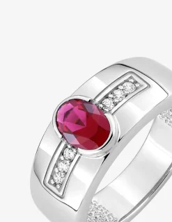 Bague fantaisie argent 925‰ rhodié et oxyde de zirconium rouge accompagné SO OR