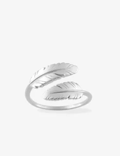 Bague fantaisie argent rhodié 925 ‰ plume SO OR