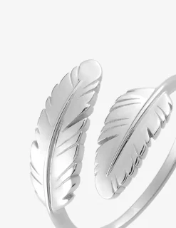 Bague fantaisie argent rhodié 925 ‰ plume SO OR