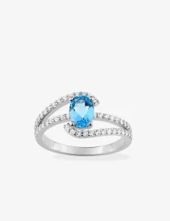 Bague fantaisie argent rhodié 925 ‰ et oxyde de zirconium bleu SO OR