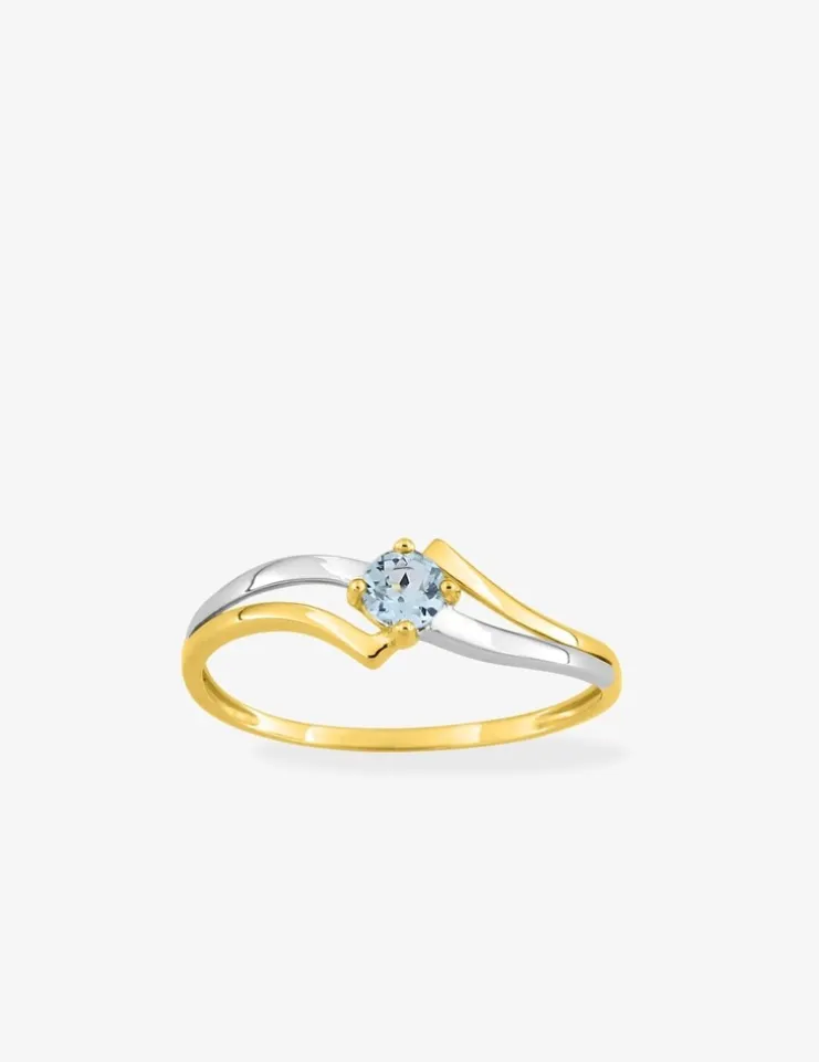 Bague fantaisie bicolore or 375‰, topaze et rhodié SO OR