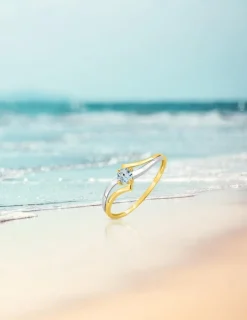 Bague fantaisie bicolore or 375‰, topaze et rhodié SO OR