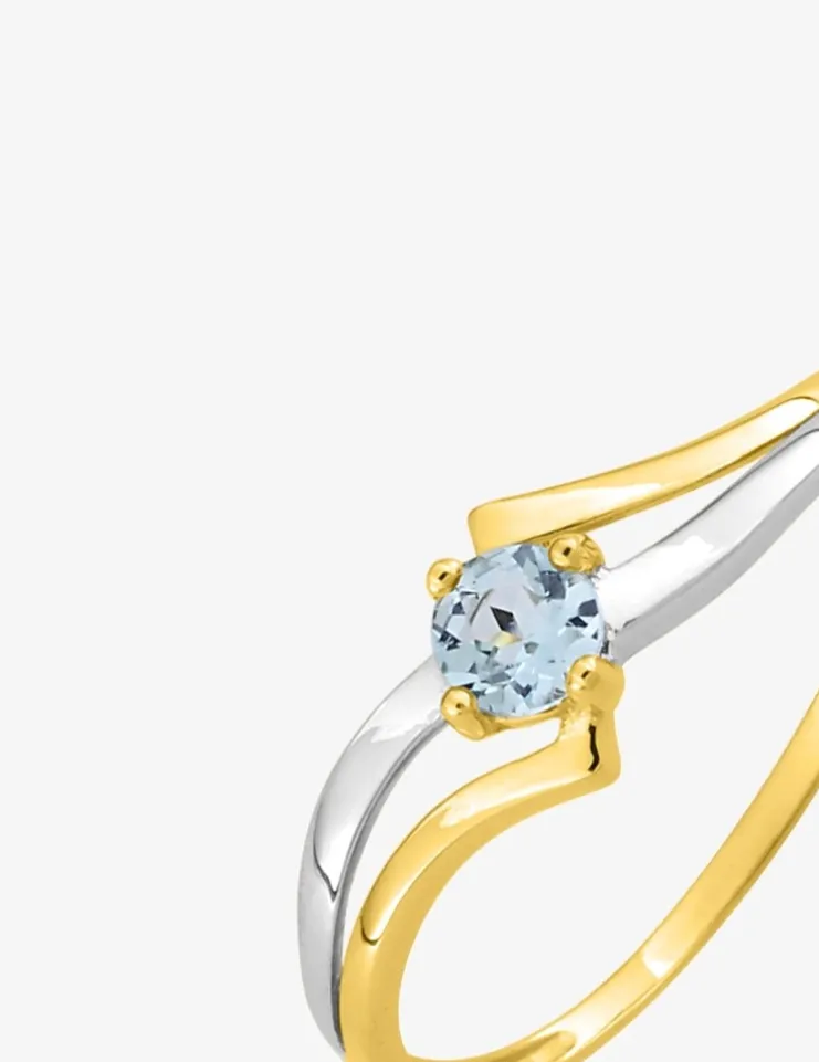 Bague fantaisie bicolore or 375‰, topaze et rhodié SO OR