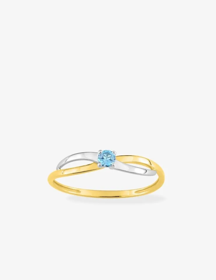 Bague fantaisie bicolore or 375‰, topaze SO OR
