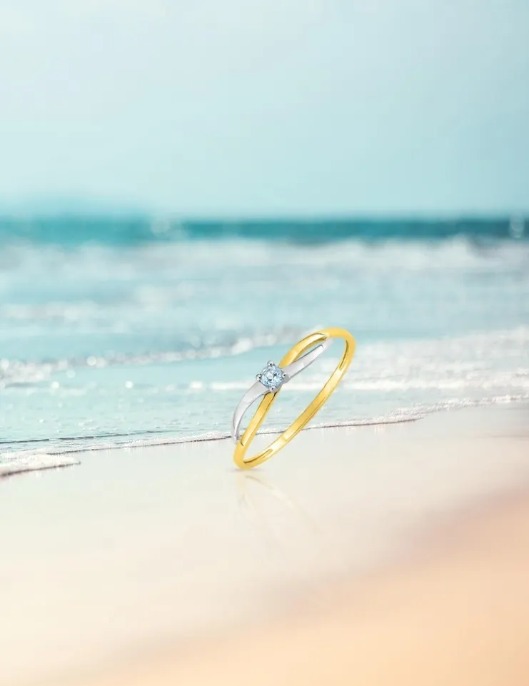 Bague fantaisie bicolore or 375‰, topaze SO OR
