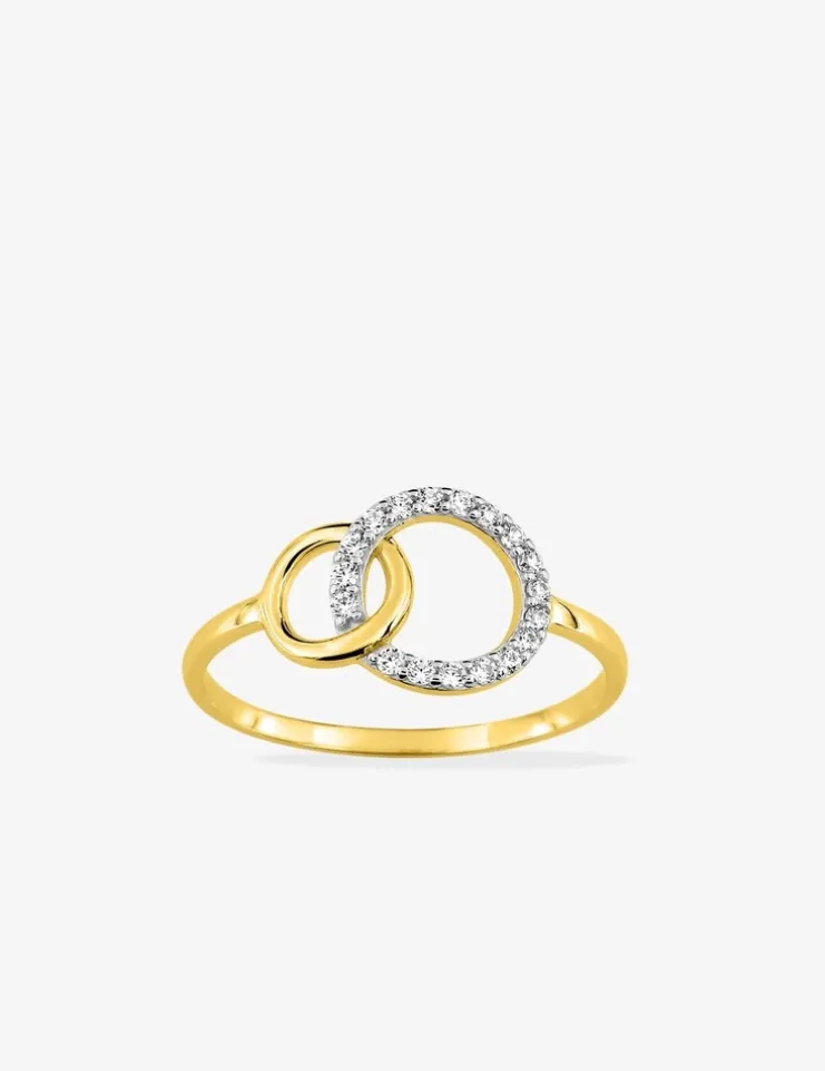 Bague fantaisie bicolore or 375 ‰ oxyde de zirconium SO OR