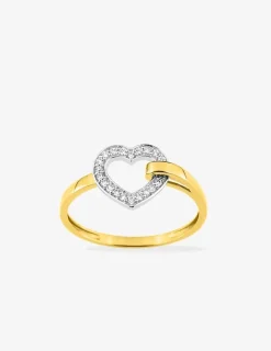 Bague fantaisie cœur bicolore or 375 ‰ oxyde de zirconium SO OR
