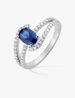 Bague fantaisie en argent 925 ‰ rhodié, oxydes de zirconium de couleur SO OR