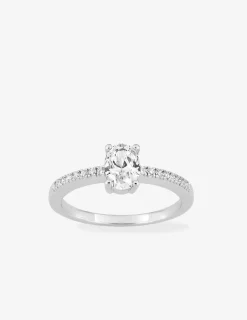 Bague fantaisie en argent 925 ‰ rhodié, oxyde de zirconium ovale SO OR