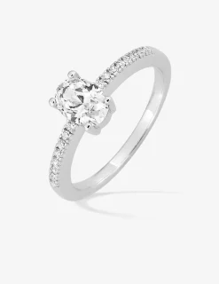 Bague fantaisie en argent 925 ‰ rhodié, oxyde de zirconium ovale SO OR