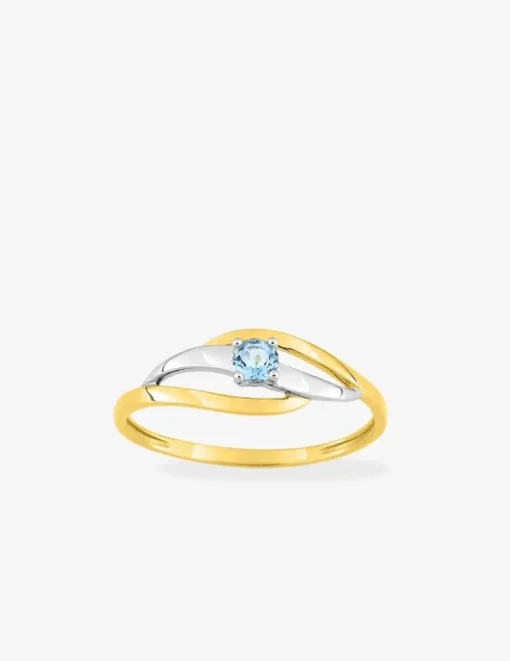 Bague fantaisie or 375‰ bicolore, topaze SO OR