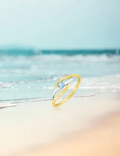 Bague fantaisie or 375‰ bicolore, topaze SO OR