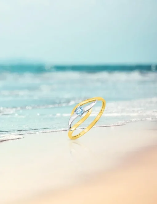 Bague fantaisie or 375‰ bicolore, topaze SO OR