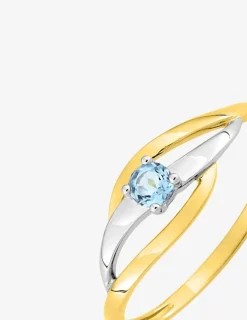 Bague fantaisie or 375‰ bicolore, topaze SO OR