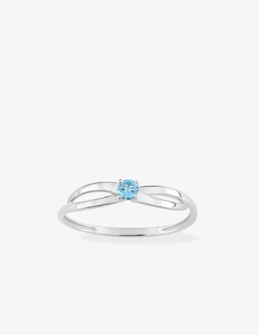 Bague fantaisie or blanc 375‰, topaze SO OR
