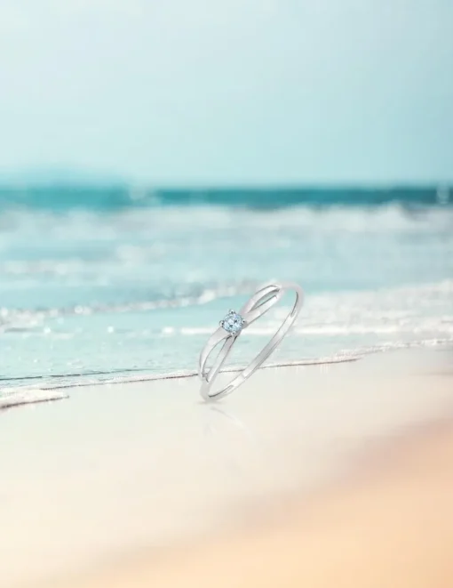 Bague fantaisie or blanc 375‰, topaze SO OR