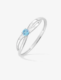 Bague fantaisie or blanc 375‰, topaze SO OR