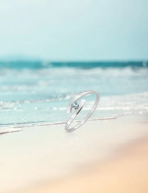 Bague fantaisie or blanc 375‰, topaze SO OR