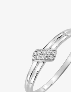 Bague fantaisie or blanc 375 ‰ oxyde de zirconium SO OR
