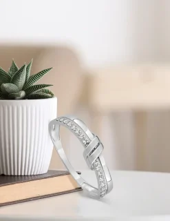 Bague fantaisie or blanc 375 ‰ oxyde de zirconium SO OR