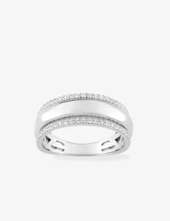 Bague fantaisie or blanc 375‰ et oxyde de zirconium SO OR