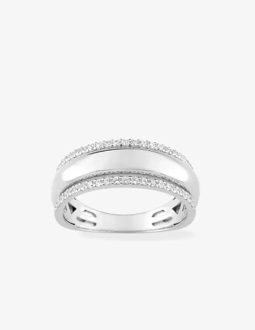 Bague fantaisie or blanc 375‰ et oxyde de zirconium SO OR