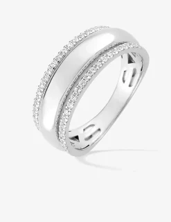 Bague fantaisie or blanc 375‰ et oxyde de zirconium SO OR