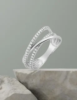 Bague fantaisie or blanc 375‰ et oxyde de zirconium SO OR