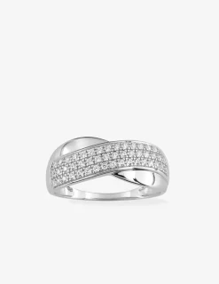 Bague fantaisie or blanc 375‰ et oxyde de zirconium SO OR