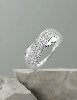 Bague fantaisie or blanc 375‰ et oxyde de zirconium SO OR
