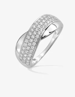 Bague fantaisie or blanc 375‰ et oxyde de zirconium SO OR
