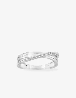 Bague fantaisie or blanc 375‰ et oxyde de zirconium SO OR