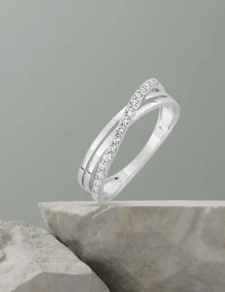 Bague fantaisie or blanc 375‰ et oxyde de zirconium SO OR