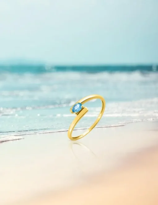 Bague fantaisie or jaune 375‰, topaze SO OR