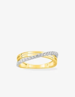 Bague fantaisie or jaune 375‰ rhodium et oxyde de zirconium SO OR