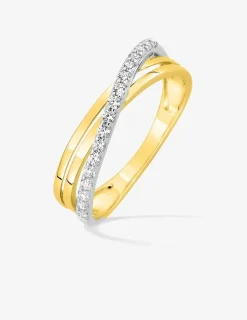Bague fantaisie or jaune 375‰ rhodium et oxyde de zirconium SO OR