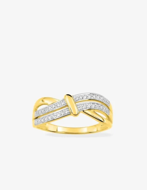 Bague fantaisie or jaune 375 ‰ oxyde de zirconium, rhodium SO OR