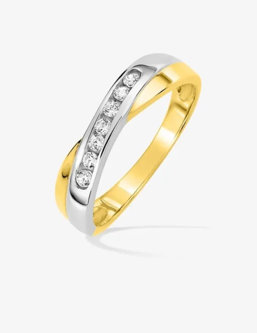 Bague fantaisie or jaune 375‰ rhodium et oxyde de zirconium SO OR