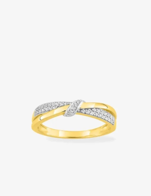 Bague fantaisie or jaune 750‰, oxydes de zirconium et rhodium SO OR