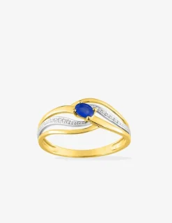 Bague fantaisie or jaune 375‰, rhodium et saphir SO OR
