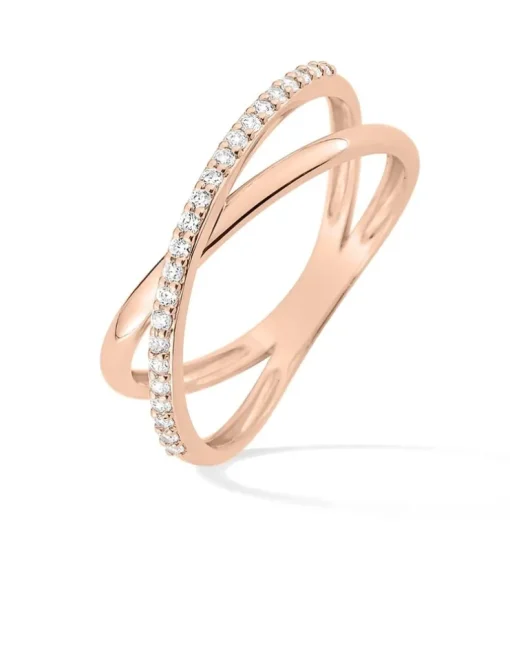 Bague fantaisie or rose 375‰ et oxyde de zirconium SO OR