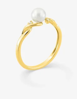 Bague fantaisie plaqué or, oxydes de zirconium et perle 5 mm SO OR