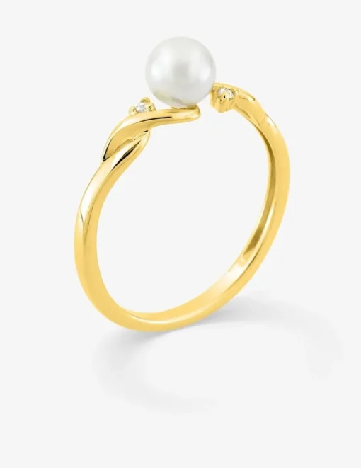 Bague fantaisie plaqué or, oxydes de zirconium et perle 5 mm SO OR
